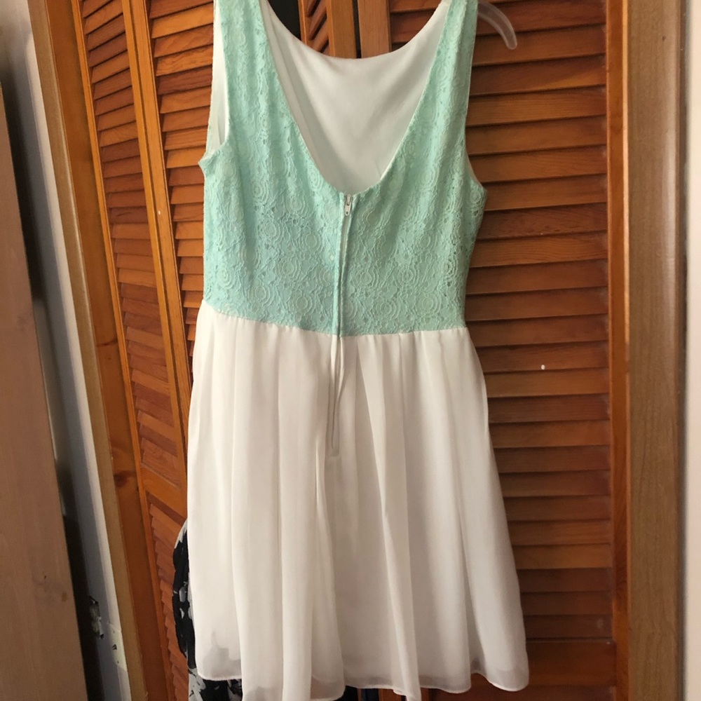 Mint green lace and white cotton dress.